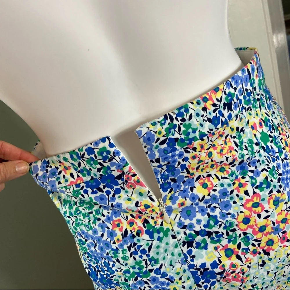 NWT New J. Crew Spring Floral Colorful Print Mini Midi Pencil Wiggle Skirt Sz 8